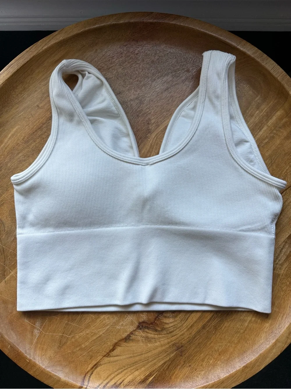 Yogalicious Cream Ribbed V-Notch Bralette